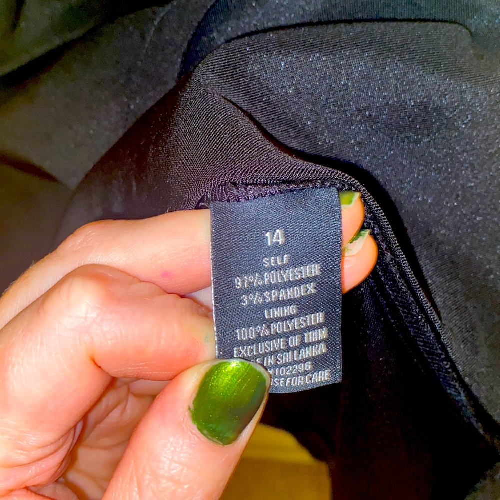 14 Dressbarn Black Pearl Beaded Ruffle Skirt Knee Length Cocktail Dress - Picture 7 of 7